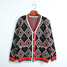 Latest Design Pattern Jacquard Knitwear Custom Ladies Women Sweater Women Cardigan